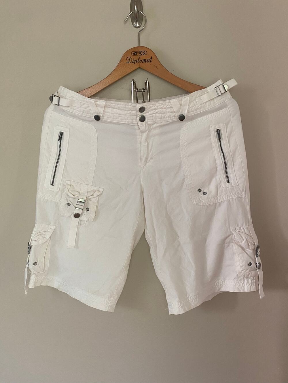 Da-Nang White Cotton / Silk Cargo Shorts M
